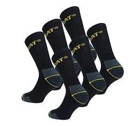 (6-11, Black) 6 Pairs of CAT Caterpillar Mens Adults Heavy Duty Industrial Workwear Socks