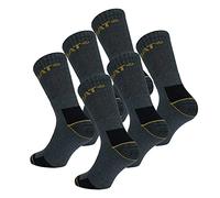Caterpillar 6 pairs Men's Work Socks Accident Prevention Reinforced on Heel and Toe with Reinforced Weft CAT Yarn of Excellent Quality Cotton Sponge (Grey, 3-5)