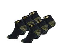 6 Pairs Caterpillar Sneaker Men's Work Socks Accident Prevention Double Reinforced Heel and Toe Yarn of Excellent Quality Cotton Sponge (Black, 6-9)