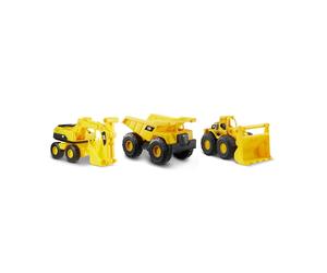 Caterpillar 82284 Construction Vehicles, CAT Mini Crew 3 Pack-Dump Truck, Wheel Loader, Excavator, Yellow