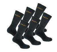 Caterpillar Boot Socks 6 Pairs of stretch cotton socks, reinforced toe and heel (Black, 9-11)