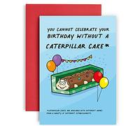 Caterpillar Cake Birthday Cards for her funny - gifts for women friend birthday card - Chocolate Cake Card for sister and Mum - A5 Greeting Card