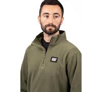 Caterpillar Cat Microfleece Quarter Zip Chive Logo patch at left chest., Front