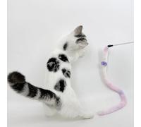 Caterpillar Cat Wand Toy - Super Cute Big Eyes, Attractive Design, with Bell, Interactive, Chew-Resistant Cat Toy Color random