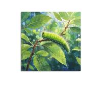 Caterpillar Clinging Among Colorful Leaves Poster Modern Wall Art Canvas Aesthetic Decoration Painting 16x16inch(40x40cm) Unframe-style