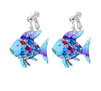 Caterpillar Clip on Earrings for Women Funny Butterfly Fish Caterpillar Reading Book Clip on Earrings Teacher Jewelry Gift, M, Alloy Steel, No Gemstone