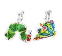 Caterpillar Clip on Earrings for Women Funny Butterfly Fish Caterpillar Reading Book Clip on Earrings Teacher Jewelry Gift, M, Alloy Steel, No Gemstone