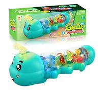 Caterpillar Crawling Toy with Lights & Music, Interactive Tummy Time Toy for Babies, Light Up Musical, Push and Pull, Birthday Gifts for Boys and Girl (Green)