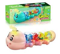 Caterpillar Crawling Toy with Lights & Music, Interactive Tummy Time Toy for Babies, Light Up Musical, Push and Pull, Birthday Gifts for Boys and Girl (Pink)