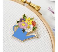 Caterpillar Cross Stitch Floral Watering Can Magnetic Enamel Needle Minder, for Cross Stitch, Embroidery and Needlework