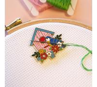Caterpillar Cross Stitch Needle Minder - Birdhouse for Cross Stitch, Sewing, Embroidery and Needlework Accessories, Enamel and Magnetic