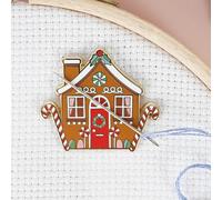 Caterpillar Cross Stitch Needle Minder - Gingerbread House for Cross Stitch, Sewing, Embroidery and Needlework Accessories, Enamel and Magnetic, Christmas Gift