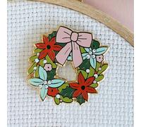 Caterpillar Cross Stitch Wreath Magntic Needle Minder - for Cross Stitch, Sewing, Embroidery and Needlework Accessories, Enamel