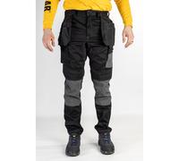 CAT Men's Essentials Stretch Knee Pocket Work Trousers in Black, Size 32L, Cotton/Polyester/Elastane | Charlies