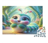 Caterpillar Forest Mushroom 1000pcs Mini Puzzle For Family Birthday Gift | 52x38cm Cardboard Living Room Decor Durable Structure Birthday Gift Stress Relief