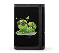 Caterpillar Glasses Insect Bug Trifold Wallet Portable Slim Purse Wallet Card Holder with Zip for Men Women