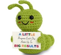 Caterpillar Growth Encouragement Gift - Mini Crochet Plush Toy with Motivational Progress Card - Small Handmade Present for Students Teens Coworkers - Keep Going Reminder Plushie