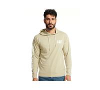 Caterpillar Hooded Long Sleeve Cotton Mens Beige T-Shirt - Size Medium