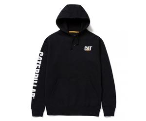 Caterpillar Mallard Logo Trademark Banner Hooded Sweatshirt Workwear Black