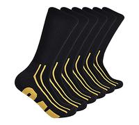 Caterpillar Men's 6-Pack Half Cushioned Crew Socks, Black Logo (6 Pack), Large (Pack of 6)