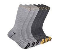 Caterpillar Men's Half Cushioned Crew Socks Pack, Light Grey/Heather Grey (6 Pack), X-Large (Pack of 6)