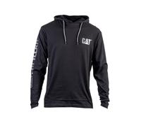 CAT Caterpillar Men's Hooded Banner Long Shirts with UPF 50 Protection, Moisture Control Logo on Sleeve, Black, XL