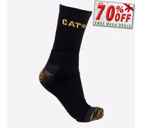 Caterpillar Mens Premium Padded Reinforced Calf-Length Work Boot Socks Black
