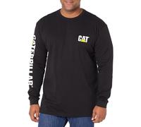 Caterpillar Men's Trademark Banner Long Sleeve Tee Shirts with Center Back Neck Wire Management Loop and CAT Logo Black 3X Large