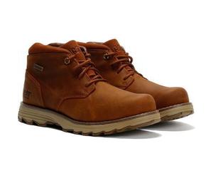 Caterpillar Mens Waterproof Ankle Boots Cat Elude Leather Brown Wide Fit Size 7-