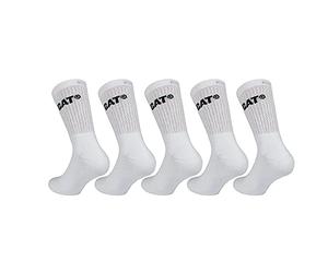 Caterpillar Performance Socks 5 Pairs Mens Socks - Excellent Quality Cotton Yarn - Terry Insole & Instep - Reinforced Toe & Heel, White, 47-50