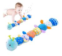 Caterpillar Sensory Baby Toy 0-12 Months - Musical Plush Toy with Measuring Tape, Multiple Sound Features,9 Textures | Montessori Tummy Time Toy for Newborn Development,Baby Gift (Blue)