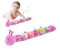 Caterpillar Sensory Baby Toy 0-12 Months - Musical Plush Toy with Measuring Tape, Multiple Sound Features,9 Textures | Montessori Tummy Time Toy for Newborn Development,Baby Gift (Red)