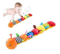 Caterpillar Sensory Baby Toy 0-12 Months - Musical Plush Toy with Measuring Tape, Multiple Sound Features,9 Textures | Montessori Tummy Time Toy for Newborn Development,Baby Gift (Orange)