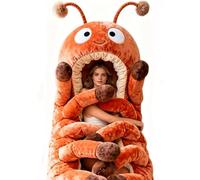 Caterpillar Shaped Sleeping Bag, Plush Cocoon, Adult Drawstring Lounge Chair, Comfortable Hooded Nap Pod, Full-Body Animal-Shaped Floor Mat, Washable Warm Sleeping Bag (A)