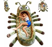 Caterpillar Shaped Sleeping, Extra-Large Plush Floor Lounger, Plush Cocoon Shaped Sleeping Bag With Drawstring, Adult Animal Shaped Sleeping Bag, Indoor Pod, Suitable Travel Home Use (A)