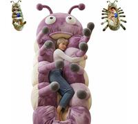 Caterpillar Shaped Sleeping, Extra-Large Plush Floor Lounger, Plush Cocoon Shaped Sleeping Bag With Drawstring, Adult Animal Shaped Sleeping Bag, Indoor Pod, Suitable Travel Home Use (F)