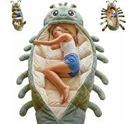 Caterpillar shaped sleeping, Giant Plush Cocoon Sleep Sack with Adjustable Closure, Full Body Fluffy Animal Lounger Indoor Nap Pod, Washable Cozy Floor Nest (H)