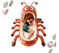 Caterpillar Sleeping Bag, Giant Plush Cocoon-Shaped Full-Body Sleeping Bag, Drawstring Convertible Nap Cuddle Recliner, Indoor Reading Nest, Suitable For Home And Travel (A)