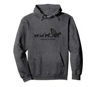 Caterpillar To Caterfly: Whimsical Cat Evolution Art Pullover Hoodie, Adult Unisex, Dark Heather Grey, S
