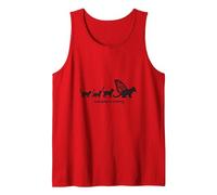 Caterpillar to Caterfly: Whimsical Cat Evolution Art Tank Top, Men, Red, XL