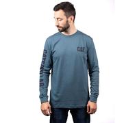 Caterpillar Trademark Banner Long Sleeve Cotton Mens Green T-Shirt - Size X-Large
