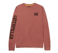 Caterpillar Trademark Banner Long Sleeve T Shirt Brick Tagless back neck for c