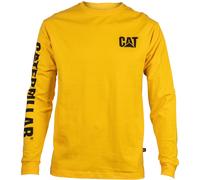 CAT Men's Trademark Banner Long Sleeve Tee Shirts with Center Back Neck Wire Management Loop Logo T, Yellow, Large