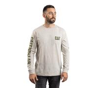 Caterpillar Trademark Banner Long Sleeve T-Shirt - Cream Heather - Size XL