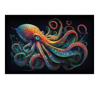 CaterRina Octopus Aquarium Background Abstract Colorful Octopus Terrarium Background Glowing Octopus in Black Background Fish Tank Backdrop Poster Wallpaper Decorations Vinyl 72x18in