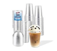 Caterserve 100 Clear 12oz Cups with Dome Lids - Great for Smoothies,Iced Drinks,slushies at Cafes, Restaurants, Events, and Takeaway Service