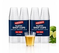 Caterserve 100 Plastic Shot Glasses - Multi Use Crystal Clear Hard Plastic Sampling Cups - 30ml - 1 oz