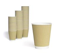 Caterserve 100 Ripple Wall Paper Cups - Insulated Design for Tea and Coffee Takeaway Hot and Cold Drinks 8oz