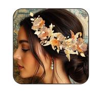 Catery Gold Flower Wedding Hair Vine Butterfly Bride Hair Pieces Crystal Bridal Hair Accessories for Women and Brides