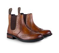 Catesby Bray Premium Leather Mens Boots Brogue Lightweight Durable Dealer Boots For Men, Tan, UK 7